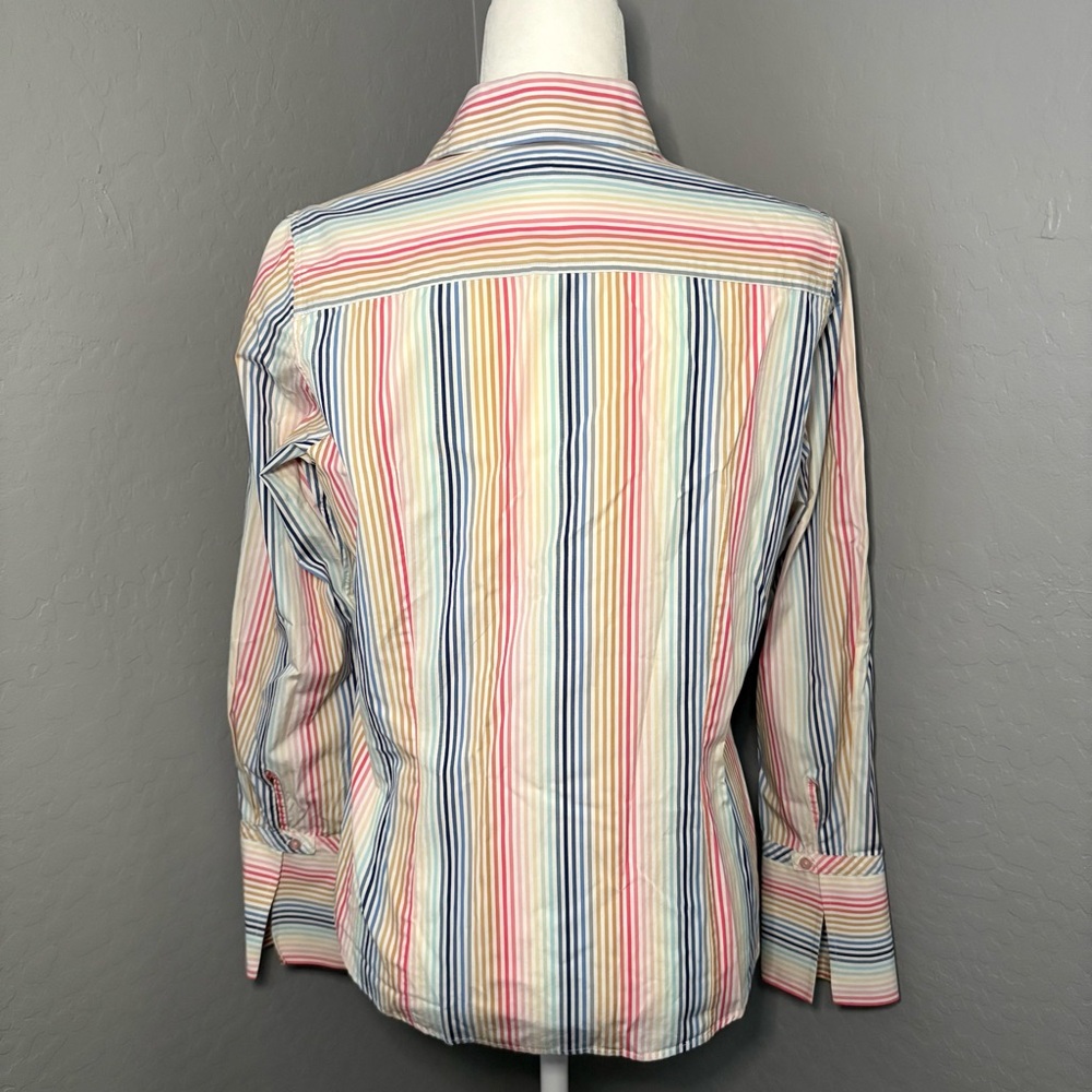 Thomas‎ Pink Pastel Striped Button Down Pleated Front Shirt Size US 10 - Picture 2 of 9